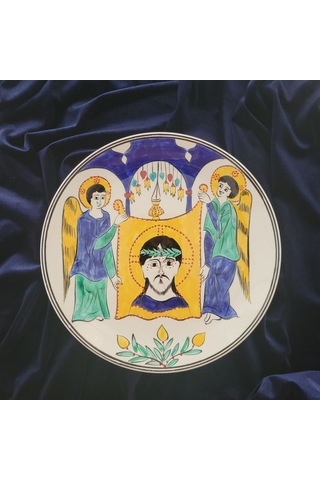 İsa Mesih'in Taşınan Portresi 25x25 Cm El Boyama İznik Çini Tabak