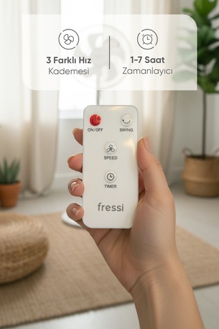 Fressi Ayaklı Vantilatör 3 Kademe Hız Ayarlı Kumandalı Fr-f05r Silence Pro