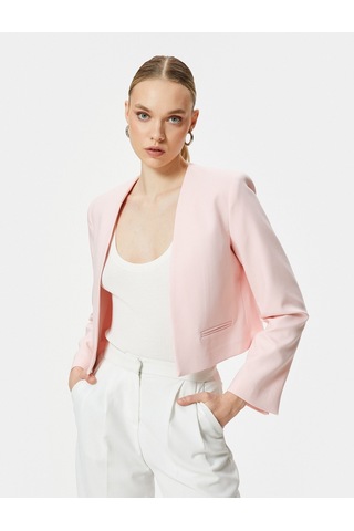 Koton Crop Blazer Ceket Yakasız Cepli Pudra 4sak50044uw 4SAK50044UW272 Pudra