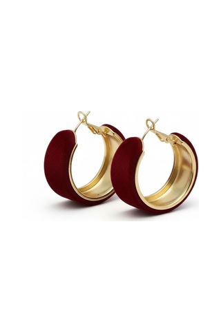 Kadın Bordo 14k Kaplama Çelik Halka Küpe 30 Mm Çok Renkli