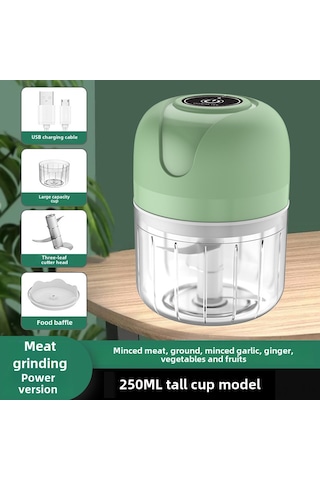 Vkemall Küçük Boylu Kablosuz Elektrikli Sarımsak Dilimleyici - 250ml Yeşil, Ev Ve Restoranlarda Hızlı Sarımsak İşleme, Toptan Satış Siyah