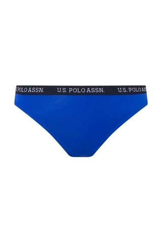 U.S. Polo Assn. Kadın Saks Mavi Kalın Kenarlı Lastikli Bikini Alt Saks Mavi
