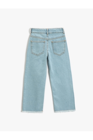 Koton Bol Paça Kot Pantolon Pamuklu Cepli - Boot Cut Jean Beli Ayarlanabilir Lastikli Lıght Indıgo 3skg40017ad Açık Mavi