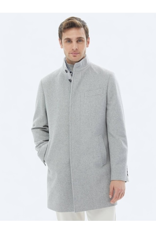 Kip Gri Regular Fit Casual Dokuma Palto Gri