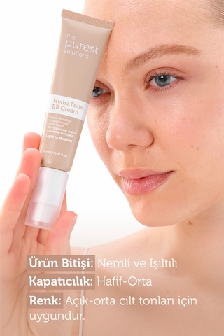 The Purest Solutions Kuru ve Karma Ciltler İçin Yoğun Nemlendirici BB Krem, SPF 50 + 40 ml – Açık / Orta Ton