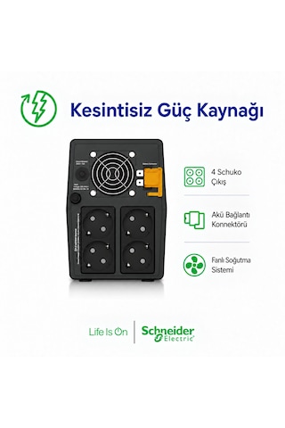 Apc Easy Ups Bvg1200ı-gr 1200va 650w Line Interactive Avr 4 Schuko Priz Kesintisiz Güç Kaynağı