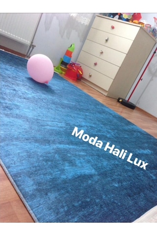 STY Home Mavi Kaymaz Taban Makinede Yıkanabilir Halı
