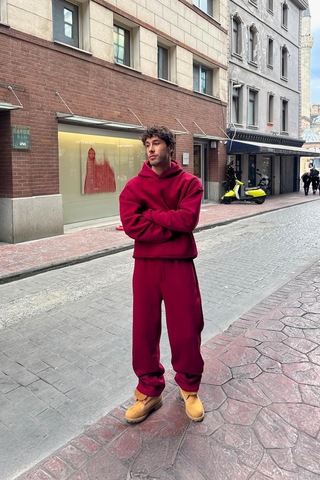 Flaw Basic Hoodie Bordo Bordo