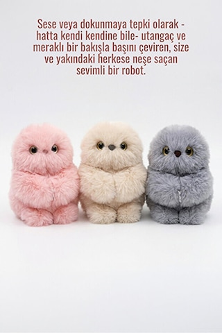 Mirumi Etkileşimli Peluş Robot Oyuncak Hareketli Kafa Ve Sevimli Tepkiler Bej
