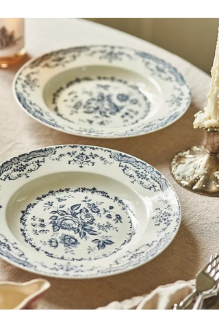 Roomi Desenli Seramik Derin Tabak 400 Ml, 2 Parça Set 237490725 Sütlü