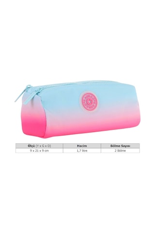 Kaukko İki Bölmeli Kız Çocuk Okul Kalem Çantası - Mavi Pembe - K2708 Mavi - Pembe
