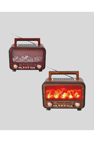 Alev Işığı Efektli Solar Bluetooth Hoparlör Radyo Destekli Taşınabilir Model -