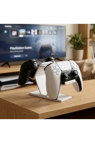 Şık Ve Düzenli Playstation Ve Oyun Kolu Standı Beyaz