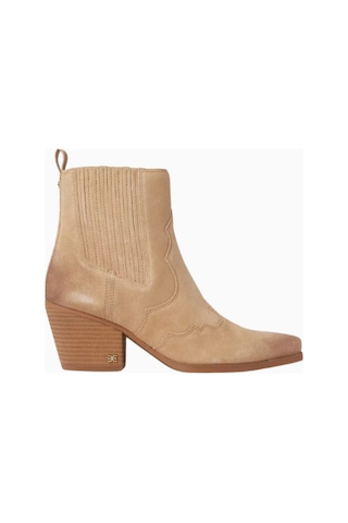 Sam Edelman West 60 Bej Süet Western Tarzı, Sivri Burun Orta Topuklu Kadın Bot