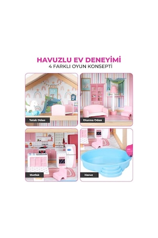 Pembe Ahşap Kaydıraklı Oyun Evi, Ahşap Oyun Evi, Çocuk Halısı T2010