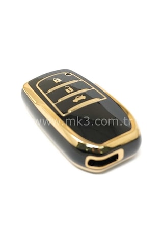 Lüx Toyota Corolla Flama X Pack 3 Buton Nano Anahtar Kılıfı Siyah Gold Altın Renk 1.ci Kalite