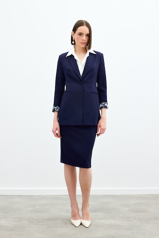 Sateen Mono Yaka Klasik Ceket - Lacivert