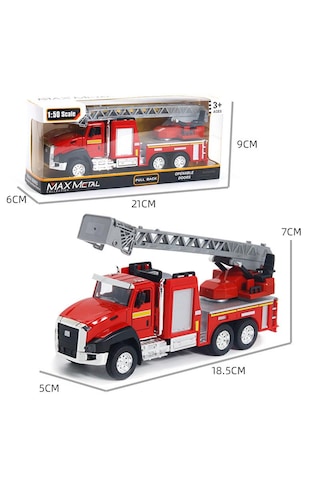 Can-em Oyuncak Pilli Sesli Işıklı Metal Kırmızı Çekbırak Itfaiyeler 16 Cm