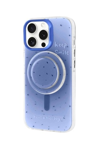 Apple Uyumlu iPhone 15 Pro Max Kılıf M-safe Şarj Özellikli Tak-çıkar Pop Soketli Zore Tiktok Kapak Mavi