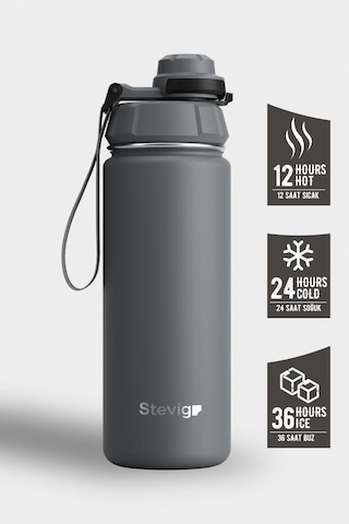 Stevig 1 Hand Leak-proof Sızdırmaz Çelik Termos 500 Ml Grey St-209