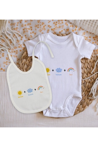 Bitmeyenkartus Bk Kids Annem Babam Ben Tasarımlı Bebek Body Zıbın Ve Mama Önlüğü Çok Renkli