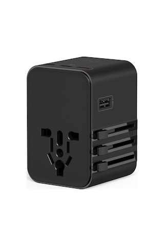 Wiwu Wi-ua006 Çoklu Universal Tr/us/uk/aus/eu Uyumlu Seyahat Şarj Adaptörü 45w Siyah