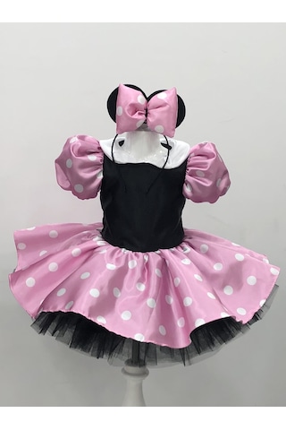 Minnie Mouse Kız Çocuk Pembe Doğumgünü Elbisesi&Parti Kostümü Pembe