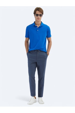 Kip Saks Düz Polo Yaka %100 Pamuk T-shirt Saks
