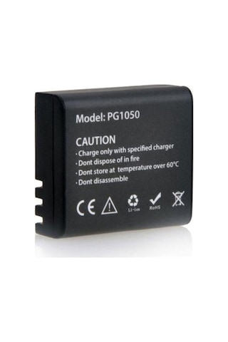 2 Adet Pg1050 Batarya Eken Aksiyon Kamera Bataryası 3.7v 1050mah 3.885wh Siyah
