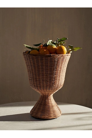 Ferm Living Agnes Düşük Rattan Saksı Standı El Örgüsü Doğal Dekoratif Bitki Sehpası -- Belirtilmemiş