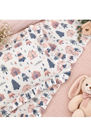 Sallhome Baby Textile Pudra Masal Evleri Bebek Pike Takımı 4 Parça 90x120 CM