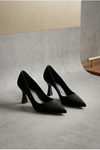 Shoetek Vienatta Kadın Stiletto İnce Topuklu Mat Siyah Saten