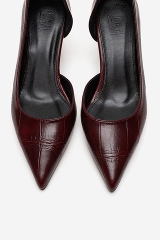 Luvishoes Arel Bordo Baskı Kadın Topuklu Ayakkabı