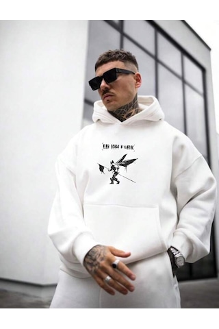 Altamira Erkek Linkin Park Baskılı Kapüşonlu Sweatshirt 001