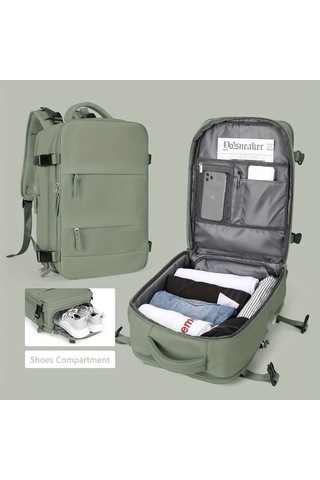 Sandwich Asker Yeşili Motion003 Küçük Nylon Seyahat Sırt Çantası Geniş Kapasite Laptop Cebi Ayakkabı Cebi Çok Cepli Haki Yeşil Haki