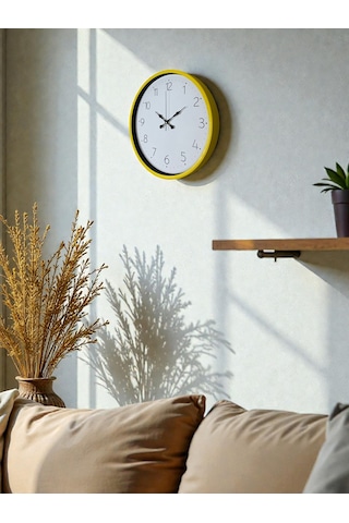 36 Cm Standart Sarı Duvar Saati Renkli 10993288