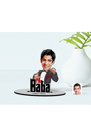 Kişiye Özel Godfather Baba Karikatürlü Ahşap Biblo Model-7