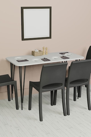 Feza Yemek Masası 60x120 Yemek Masası, Çalışma Masası, Bilgisayar Masası Beyaz