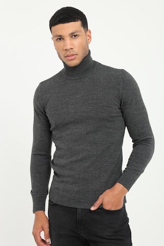 Dufy Erkek Slim Fit Tam Balıkçı Yaka Antrasit Triko-16908