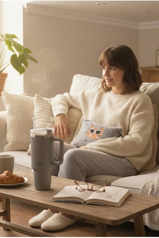 Any Morning Vaha 1200 Ml Çelik Termos, Gri & Biggdesign Cats Elektrikli Sıcak Su Torbası Seti Gri