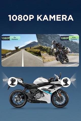 Torima M5f Ultra Hd Wifi Panaromik Aksiyon Kamerası Motosiklet Gözetleme Kamerası Siyah