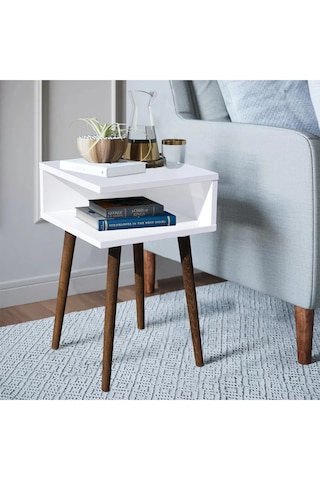 Ahşap Ayaklı Yan Sehpa Köşe Sehpa