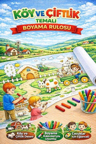 Çiftliğimi Boyuyorum 5 Metre Dev Çiftlik Temalı Boyama Rulosu Çiftliğimi Boyuyorum 5 Metre Dev Çiftlik Temalı Boyama Rulosu