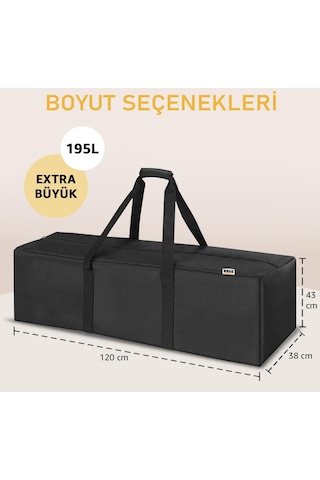 Haegs Taşıma Çantası Dayanıklı Kamp Malzemeleri Çantası Valiz 195 L Extra Büyük Boy - Siyah
