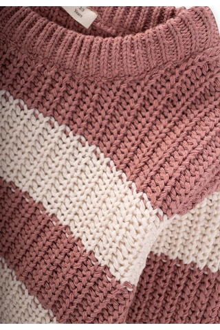 Selanik Çizgili Triko Kazak 2-8 Yaş Gül Kurusu Gül Kurusu