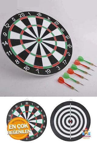 Büyük Boy Dart Seti 15'' Dart Hedef Tahtası Ve 6 Oklu Hedef Vurmayı Öğren Rakiplerinle Mücadele Et