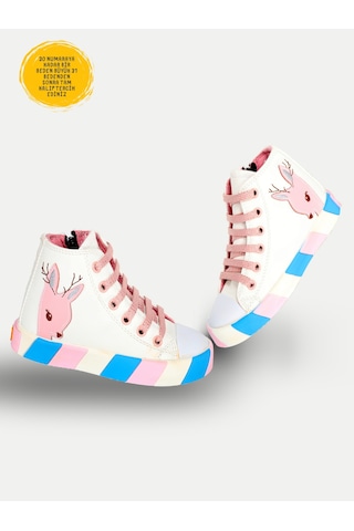 Ceylan Beyaz Ortopedik Destekli Kız Çocuk Sneakers Pembe
