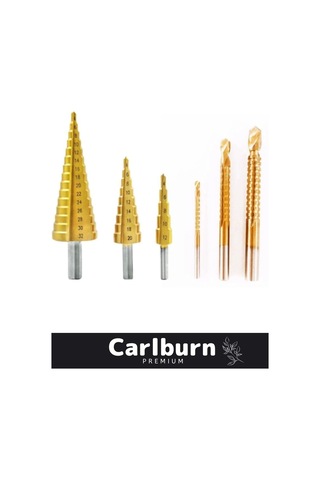 Özel Üretim Çift Yiv Sistemli Çatlatmadan Kesim Kademeli Matkap Ucu Sac Delme 6 Parça Panç Seti