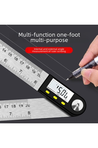 Shineyee Ahşap İşleri İçin Dijital Açı Ölçer - 0-200mm Hassas Ölçüm, Paslanmaz Çelik, Profesyonel Model