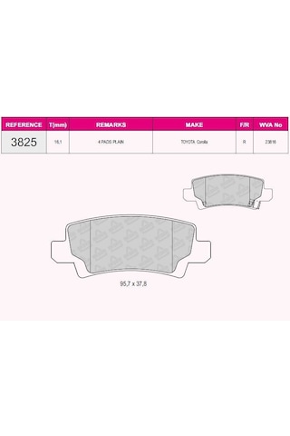 Bsr Fren Balata Arka Ikazlı Toyota Corolla 1.4 Vvt-ı 2002-2007/ Corolla 1.6 Vvt-ı 2002-2007/ Corolla 1.4 D-4d 2002-2007/ Corolla Verso 1.6 2004-2009/